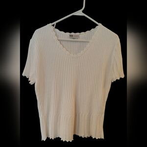 Faded Glory Women's XL Short Sleeve Knit Top White